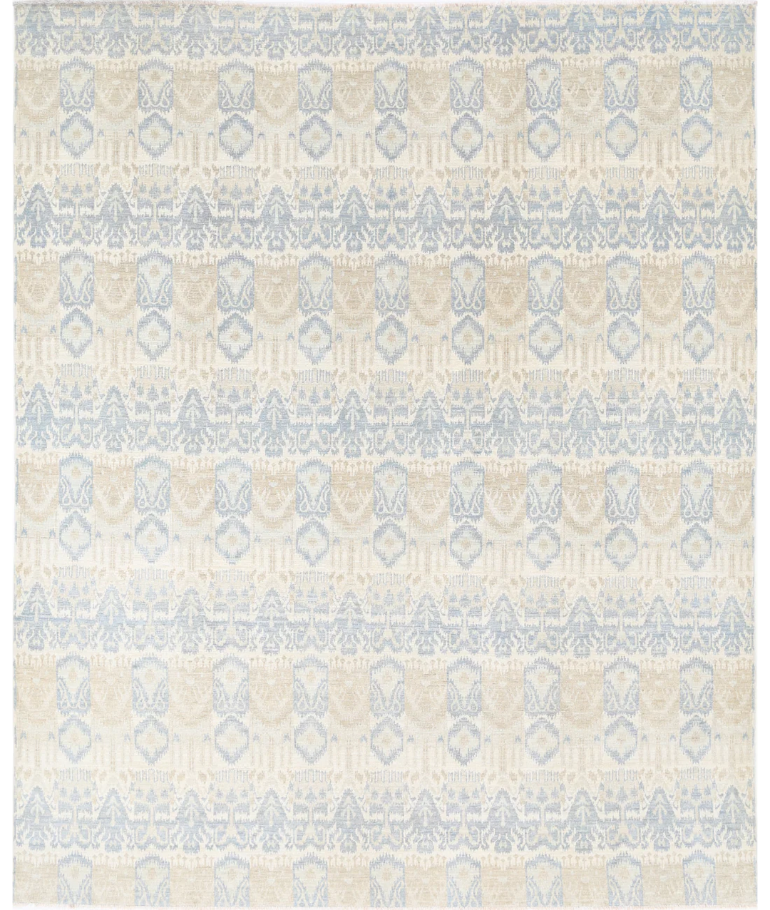 Ivory Afghan Oriental Rug 8' 3" x 10' 1" Hand-Knotted