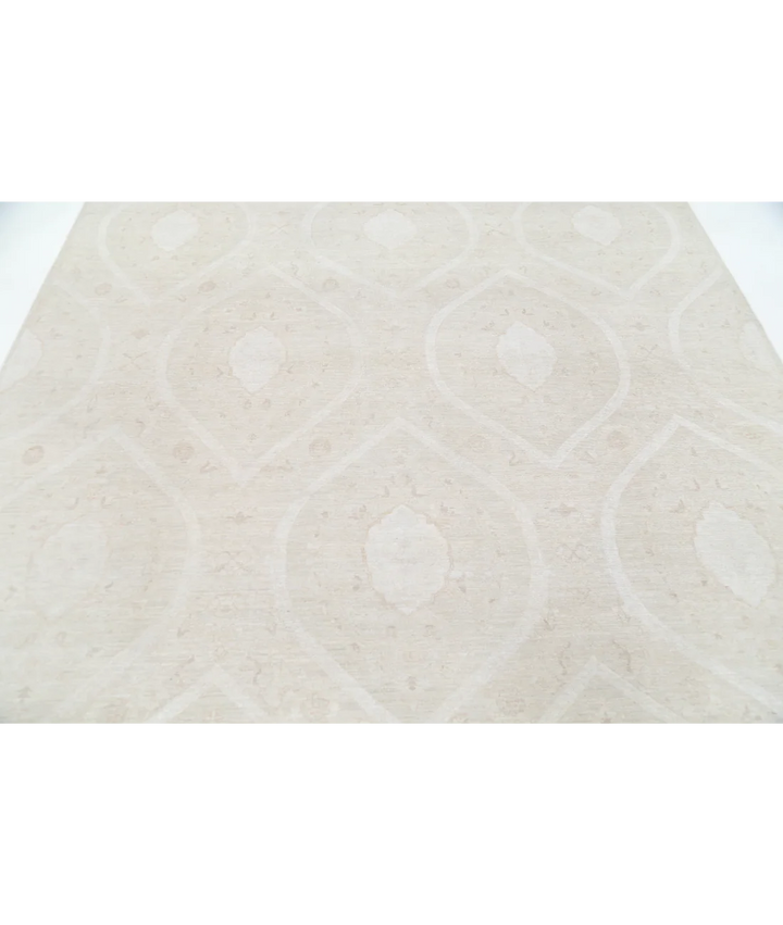Brown Afghan Tabriz Rug 7'11" x 9'6" Hand-Knotted | No. AT10649