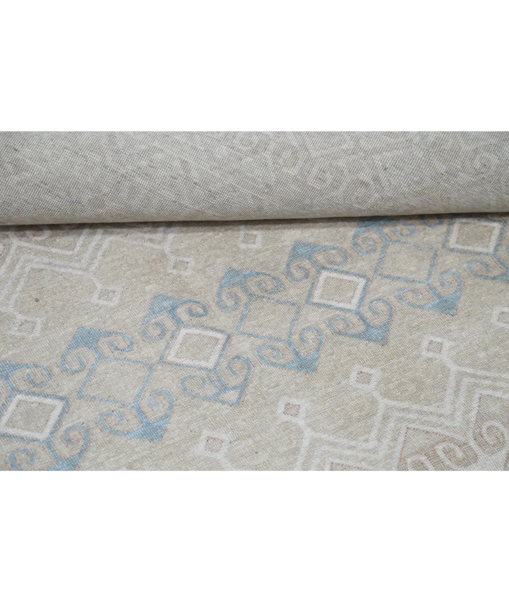 Ivory Afghan Tabriz Rug 6' 6" x 9' 6" Hand-Knotted | No. AT76852