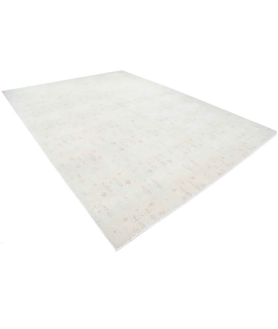Ivory Afghan Tabriz Rug 9' 10" x 13' 3" Hand-Knotted | No. AT367199
