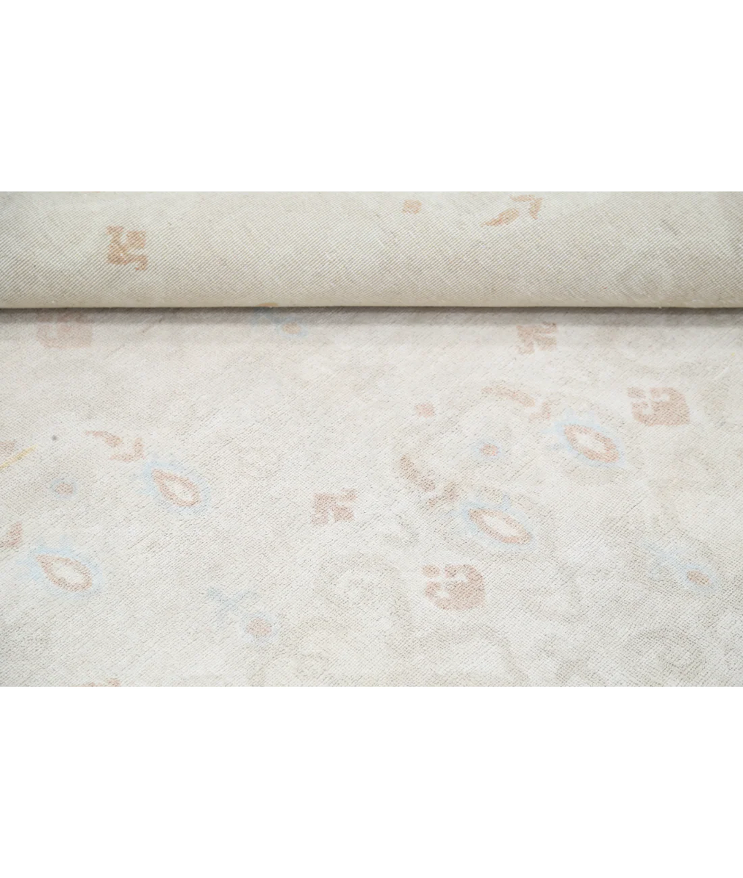 Ivory Afghan Tabriz Rug 9' 10" x 13' 3" Hand-Knotted | No. AT367199