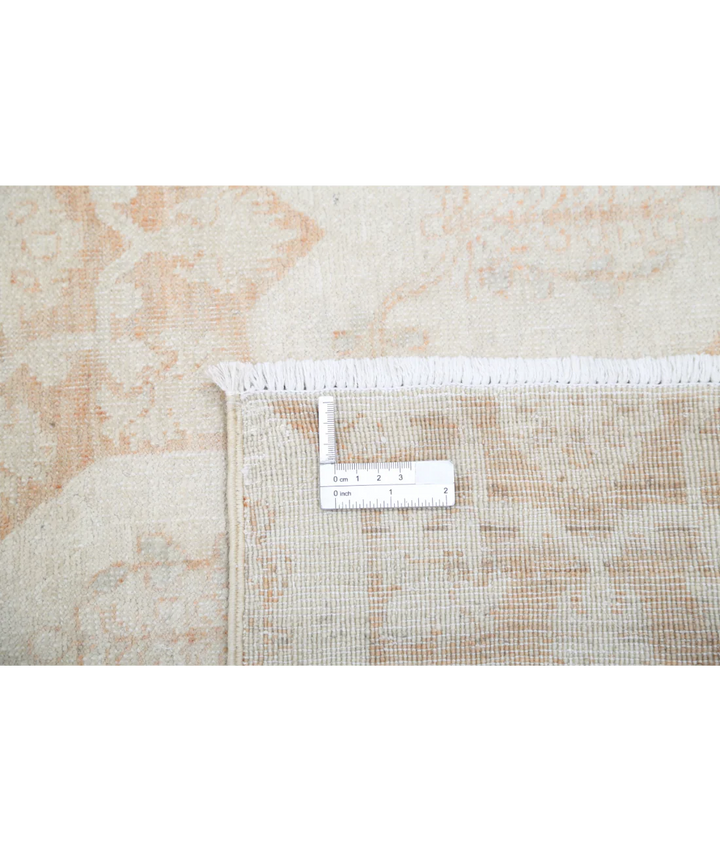 Ivory Afghan Tabriz Rug 8' 8" x 11' 3" Hand-Knotted | No. AT90365