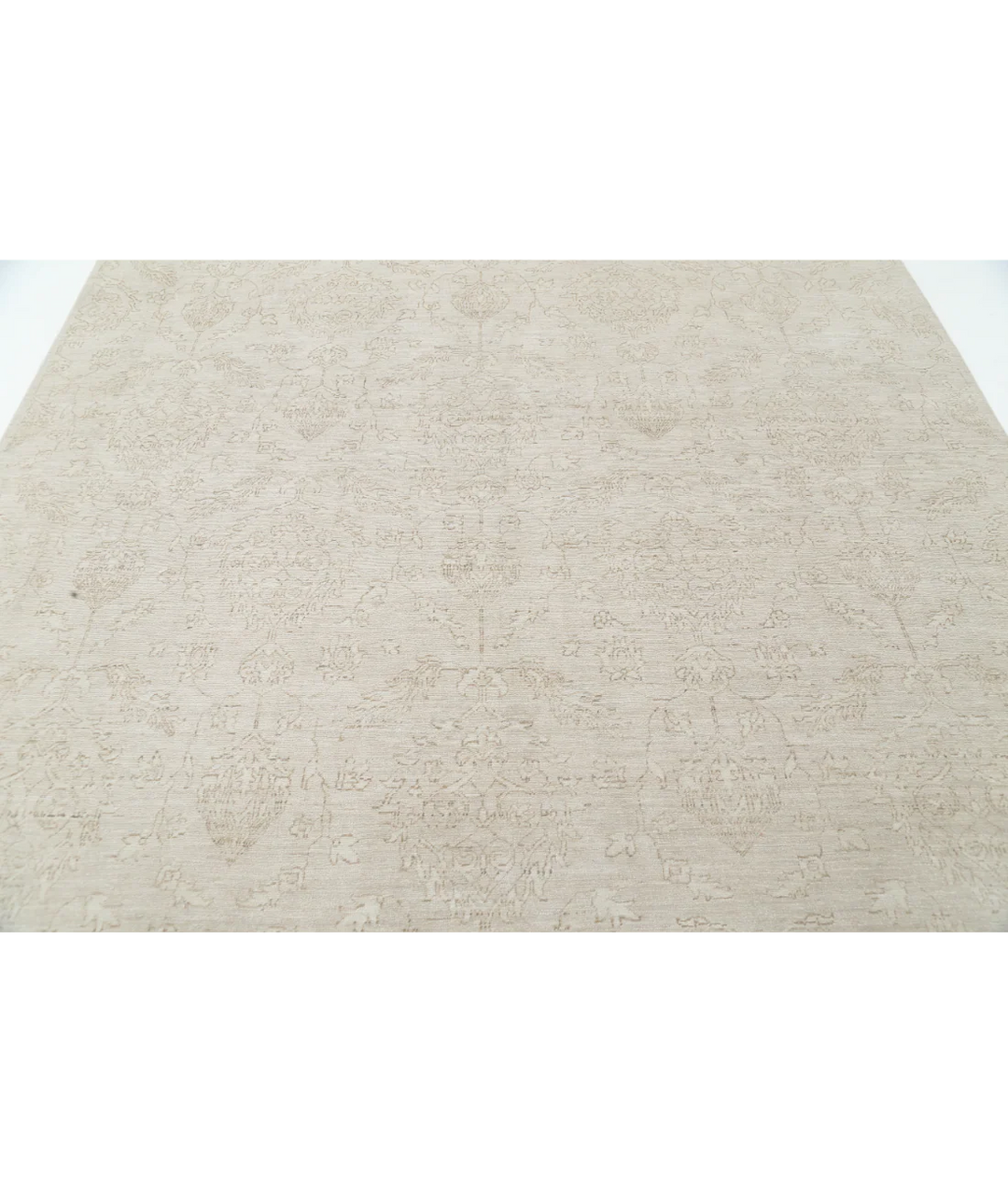 Beige Afghan Tabriz Rug 8' 0" x 9' 11" Hand-Knotted | No. AT75601