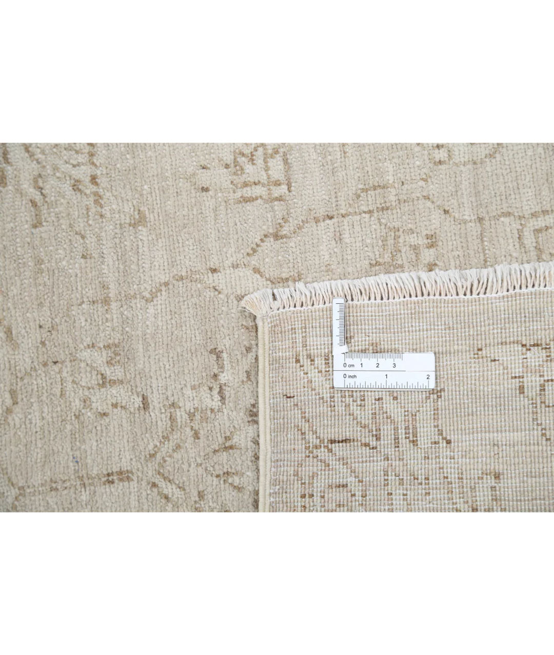 Beige Afghan Tabriz Rug 8' 0" x 9' 11" Hand-Knotted | No. AT75601