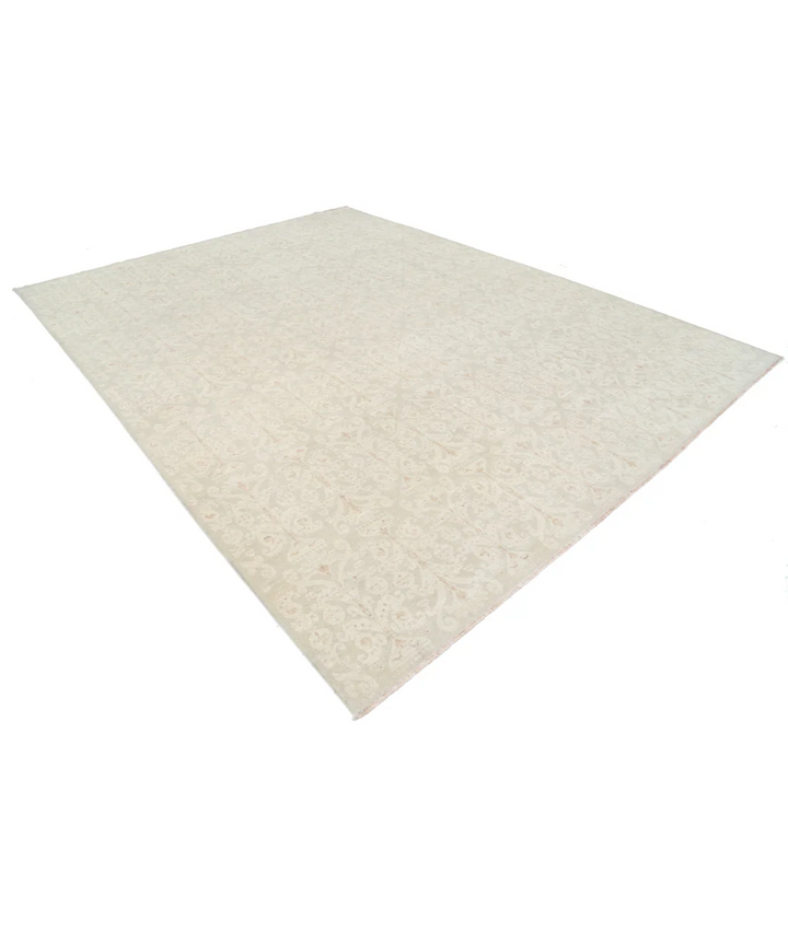 Grey Afghan Tabriz Rug 8' 10" x 11' 8" Hand-Knotted | No. AT42589