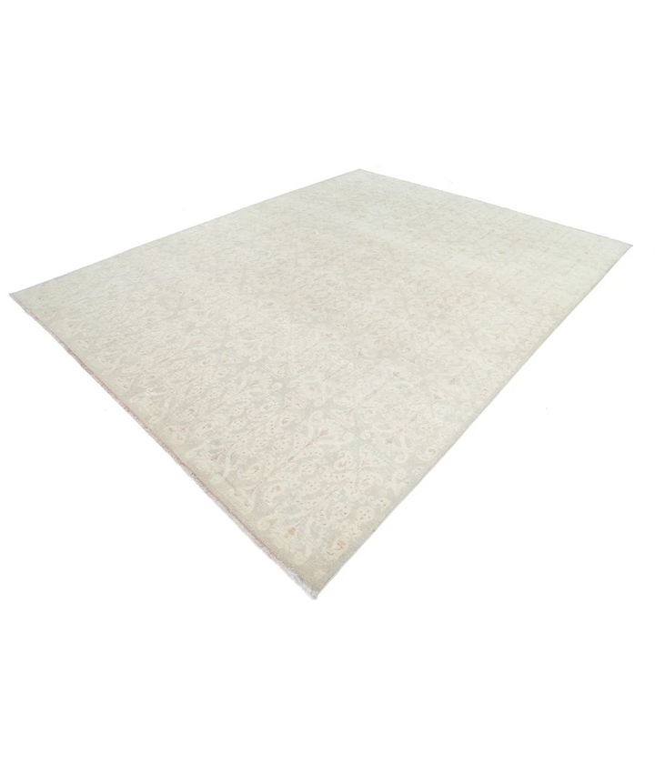 Grey Afghan Tabriz Rug 8' 10" x 11' 8" Hand-Knotted | No. AT42589