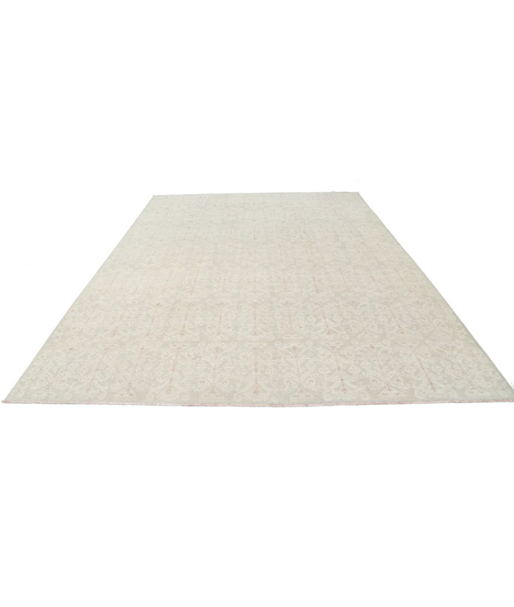 Grey Afghan Tabriz Rug 8' 10" x 11' 8" Hand-Knotted | No. AT42589