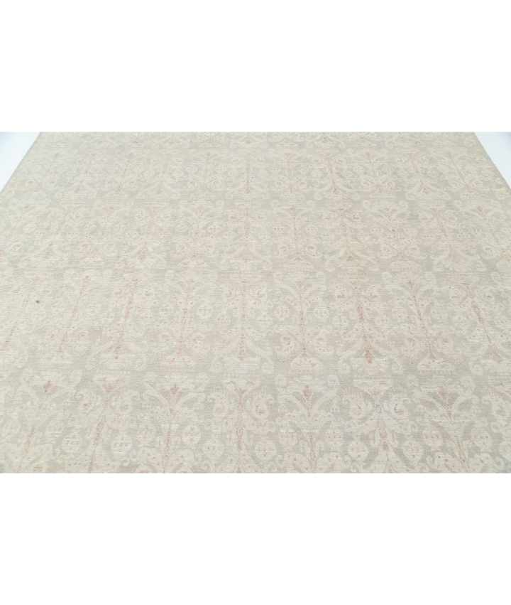 Grey Afghan Tabriz Rug 8' 10" x 11' 8" Hand-Knotted | No. AT42589
