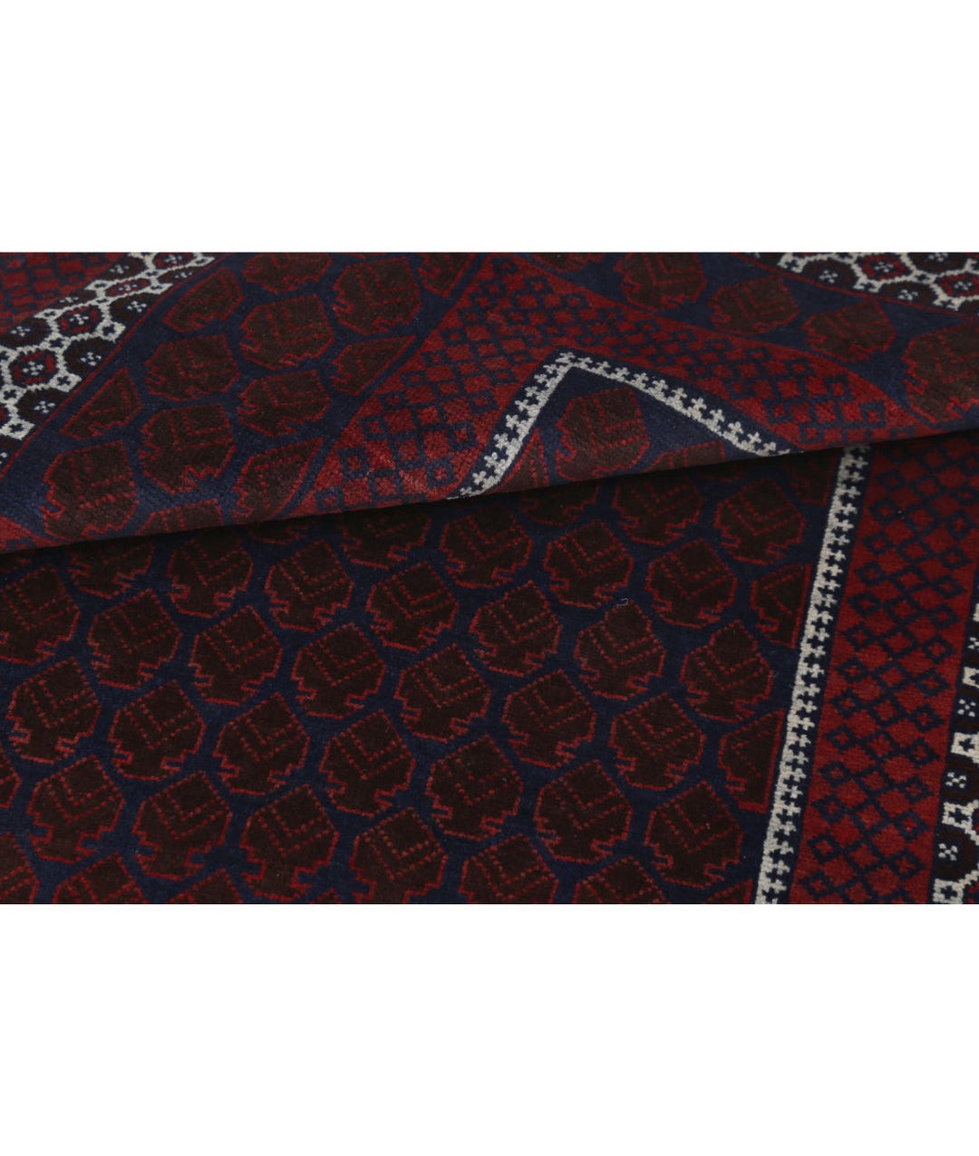 Red Afghan Tribal Rug 3' 2" x 4' 8" Hand-Knotted | No. AT48056