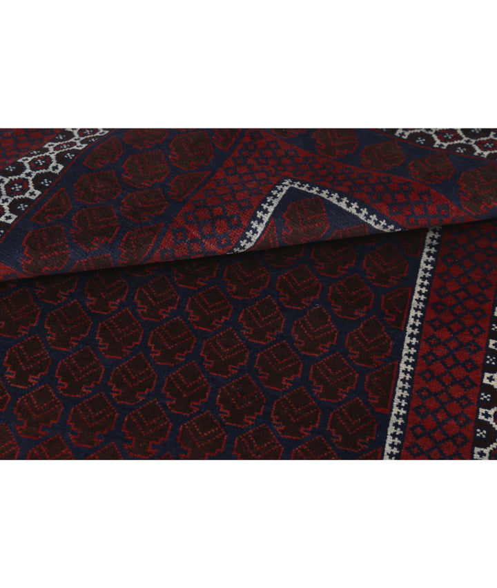 Red Afghan Tribal Rug 3' 2" x 4' 8" Hand-Knotted | No. AT48056