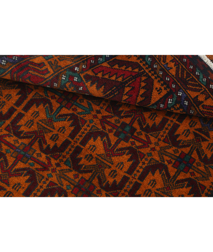 Red Afghan Tribal Rug 2' 10" x 4' 4" Hand-Knotted | No. AT12454