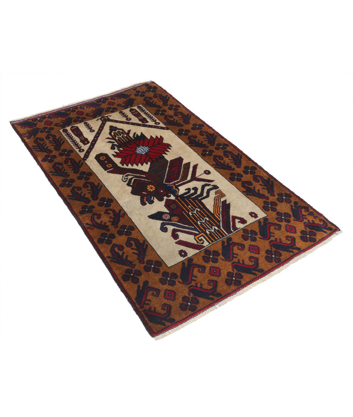 Hand Knotted Tribal Baluch Wool Rug 3' 0" x 4' 9" - No. AT35690