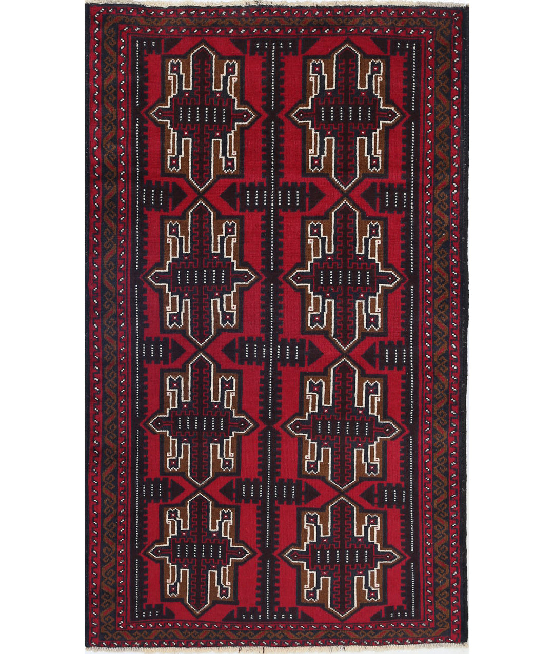 Hand Knotted Tribal Baluch Wool Rug 2' 10" x 4' 10" - No. AT41735