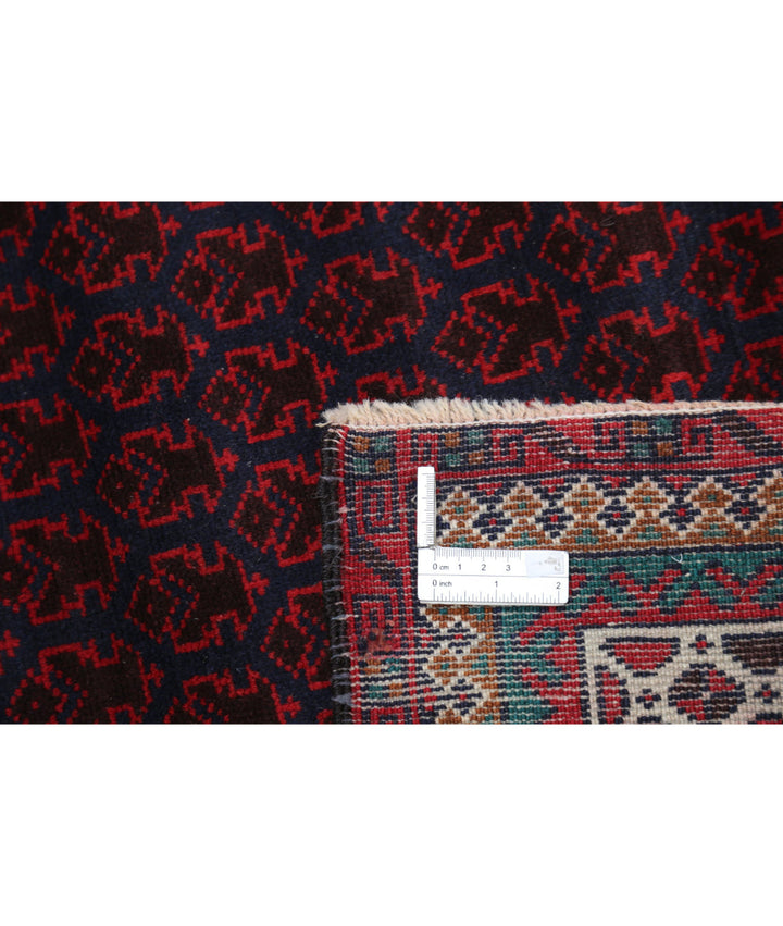 Red Afghan Tribal Rug 3' 2" x 4' 9" Hand-Knotted | No. AT17250