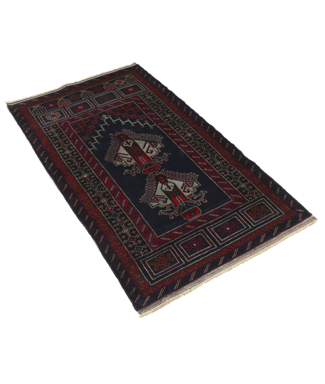 Hand Knotted Tribal Baluch Wool Rug 2' 10" x 4' 9" - No. AT93776