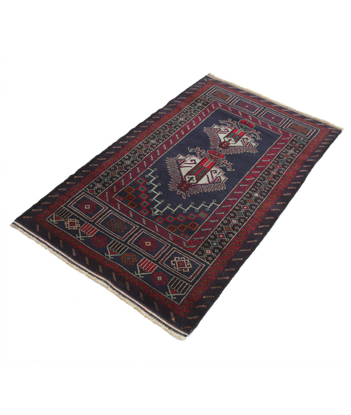 Hand Knotted Tribal Baluch Wool Rug 2' 10" x 4' 9" - No. AT93776