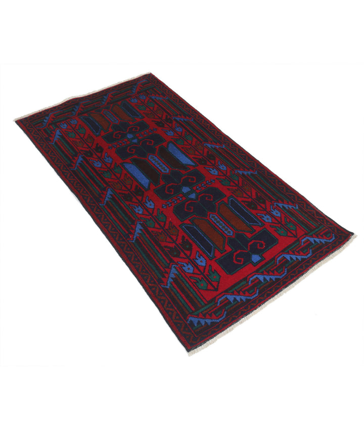 Red Afghan Baluchi Rug 2' 8" x 4' 7" Hand-Knotted | No. AT81228