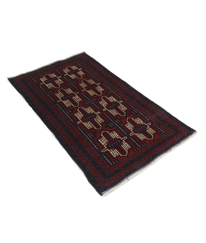 Red Afghan Baluchi Rug 2' 11" x 4' 10" Hand-Knotted | No. AT67713