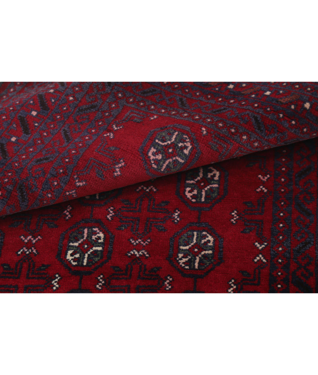 Red Afghan Baluchi Rug 3' 0" x 4' 9" Hand-Knotted | No. AT91376