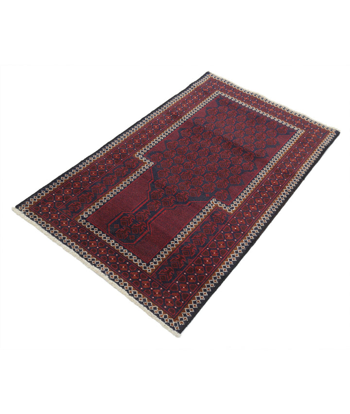 Red Afghan Baluchi Rug 2' 9" x 4' 7" Hand-Knotted | No. AT76759