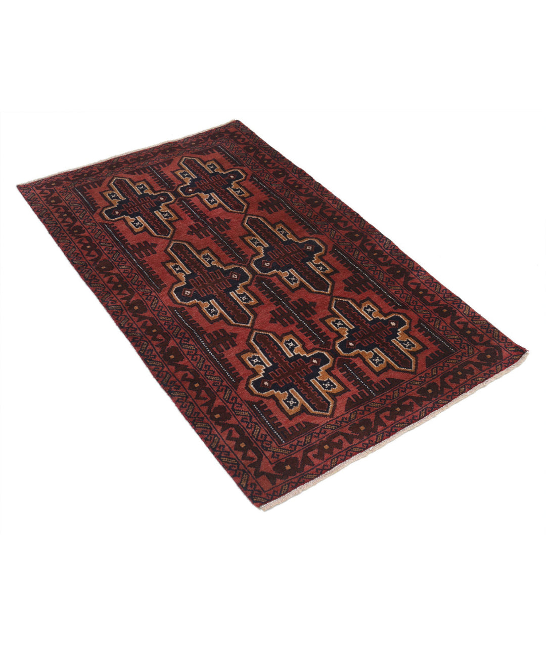 Hand Knotted Tribal Baluch Wool Rug 2' 9" x 4' 6" - No. AT26819