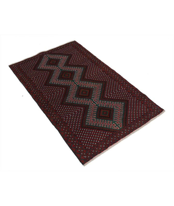 Red Afghan Tribal Rug 2' 10" x 4' 6" Hand-Knotted | No. AT53580