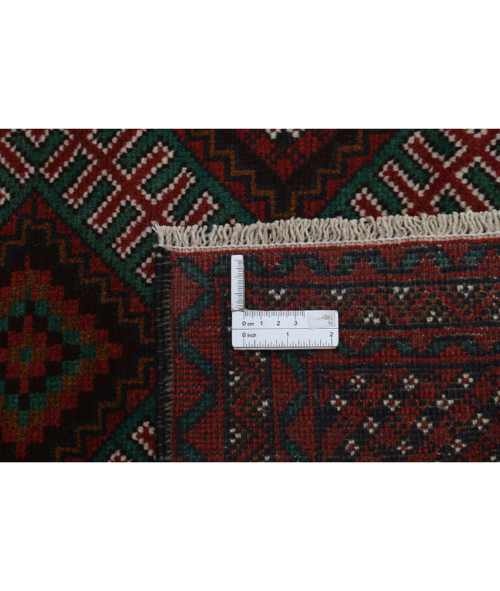 Red Afghan Tribal Rug 2' 10" x 4' 6" Hand-Knotted | No. AT53580