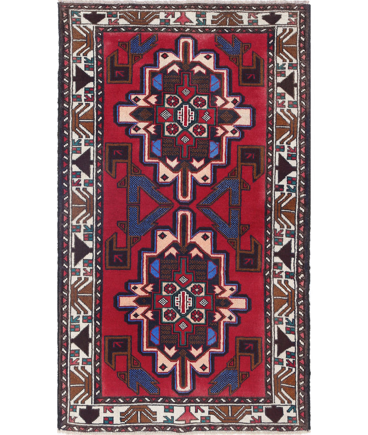 Red Afghan Tribal Rug 2' 8" x 4' 8" Hand-Knotted | No. AT52562