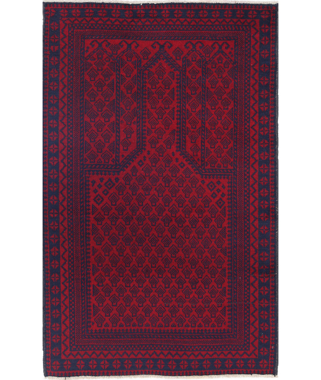 Red Afghan Tribal Rug 2' 8" x 4' 5" Hand-Knotted | No. AT31202