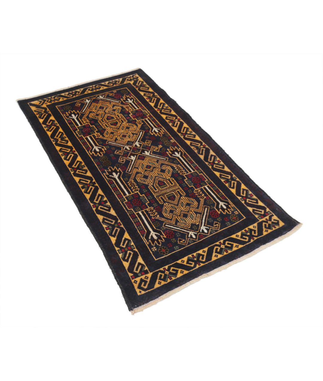 Hand Knotted Tribal Baluch Wool Rug 2' 7" x 4' 7" - No. AT98759