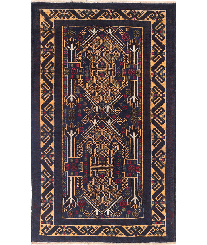 Hand Knotted Tribal Baluch Wool Rug 2' 7" x 4' 7" - No. AT98759