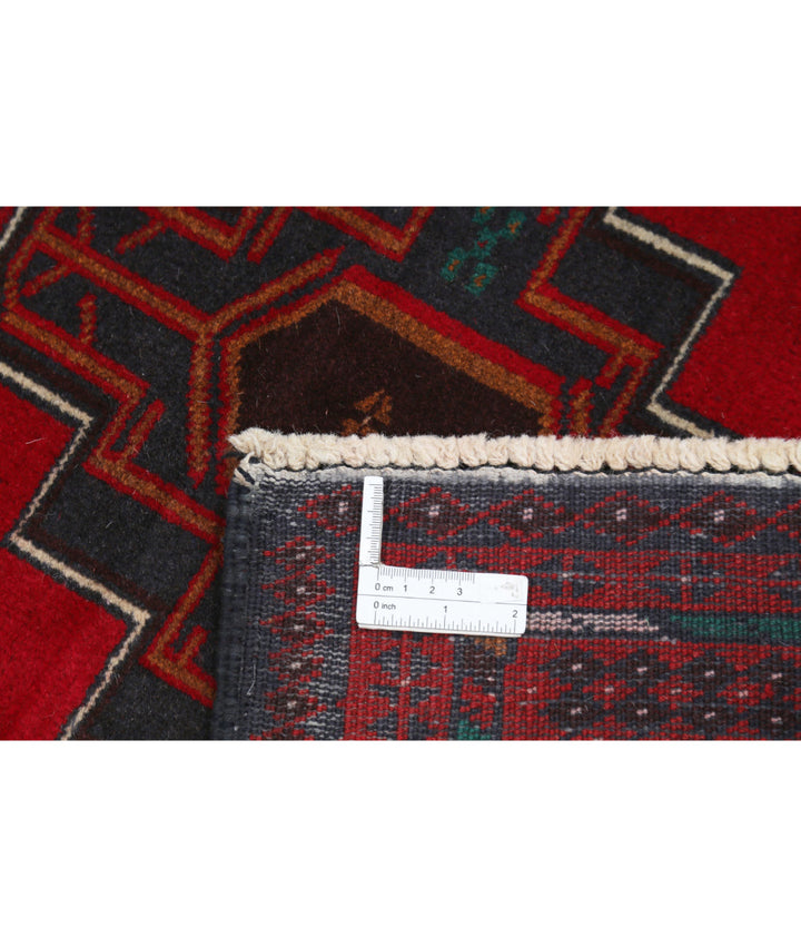 Red Afghan Baluchi Rug 2' 8" x 4' 10" Hand-Knotted | No. AT75379
