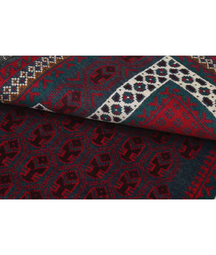 Red Afghan Baluchi Rug 2' 11" x 4' 8" Hand-Knotted | No. AT87451