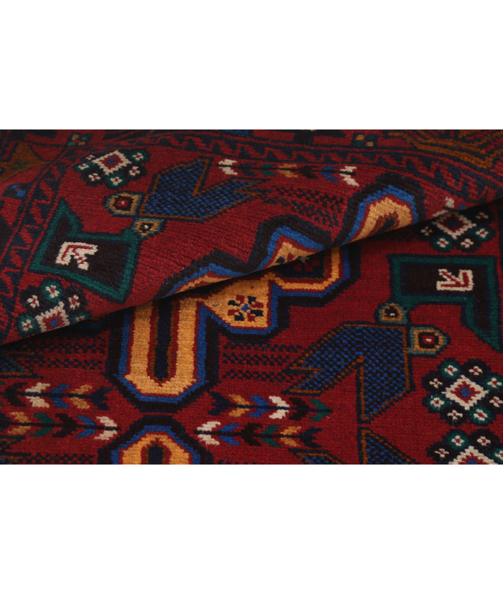 Red Afghan Tribal Rug 2' 11" x 5' 0" Hand-Knotted | No. AT18585