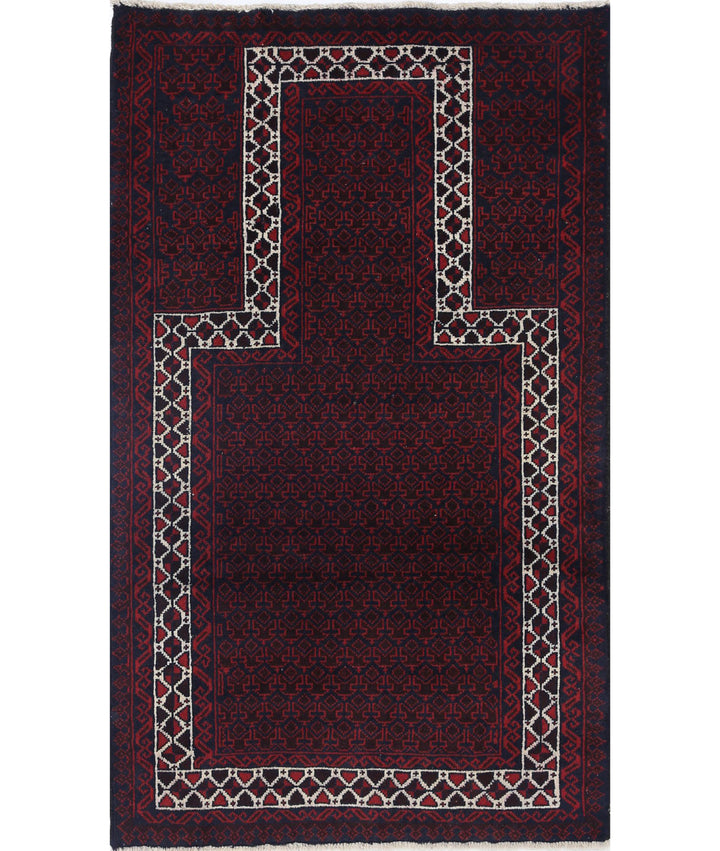 Red Afghan Baluchi Rug 2' 10" x 4' 10" Hand-Knotted | No. AT80861