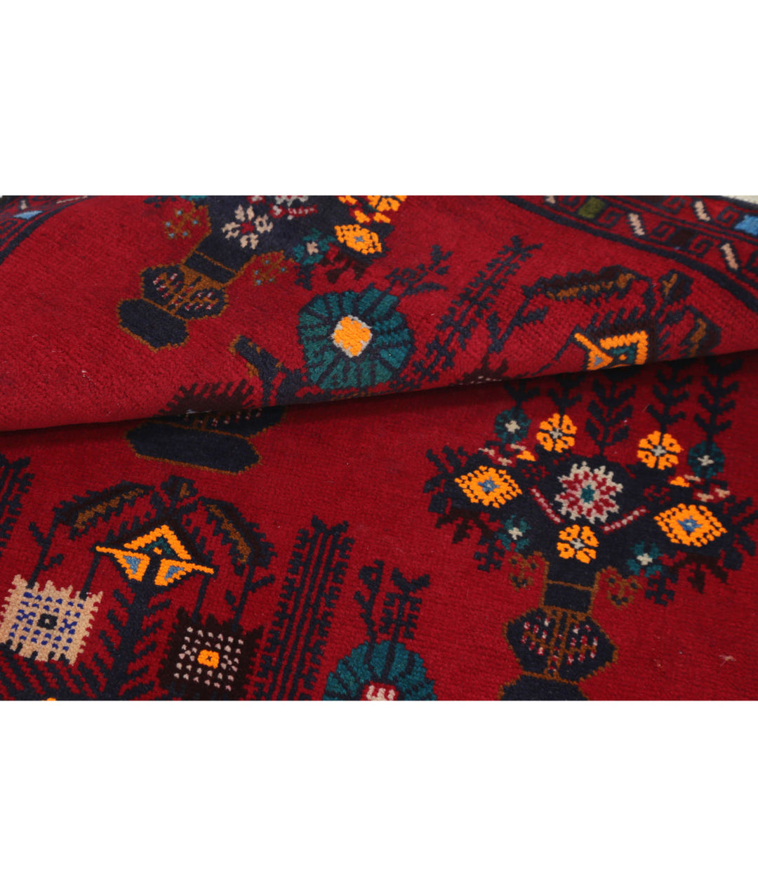 Red Afghan Tribal Rug 2' 11" x 4' 3" Hand-Knotted | No. AT50518