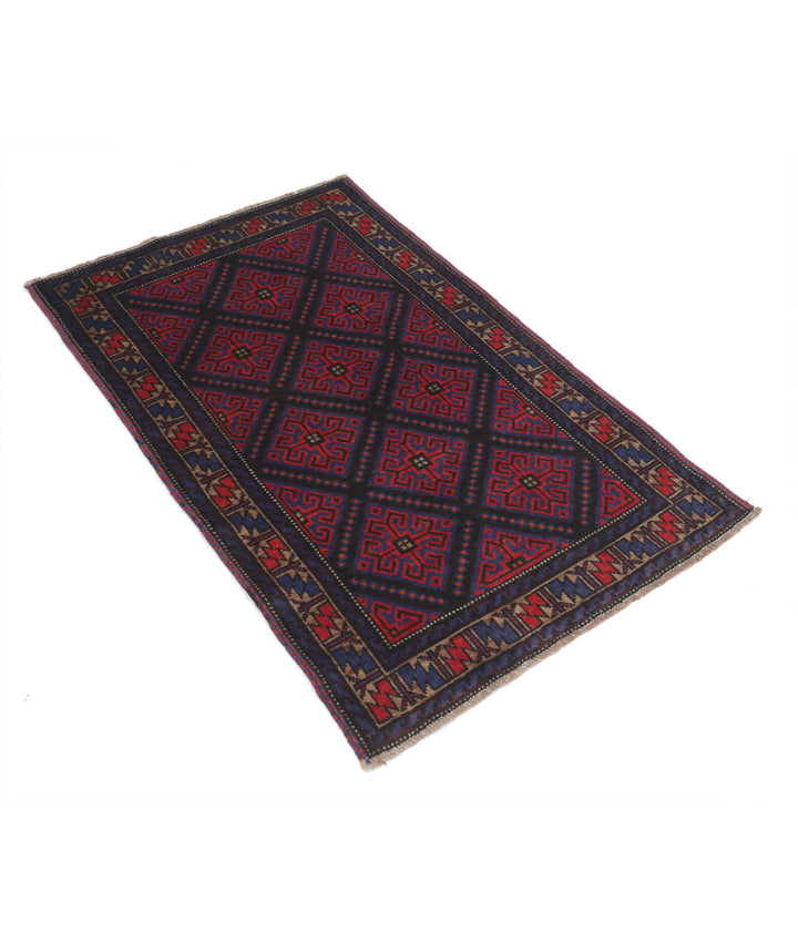 Red Afghan Tribal Rug 2' 10" x 4' 7" Hand-Knotted | No. AT64821