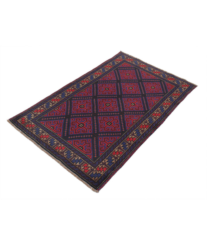 Red Afghan Tribal Rug 2' 10" x 4' 7" Hand-Knotted | No. AT64821