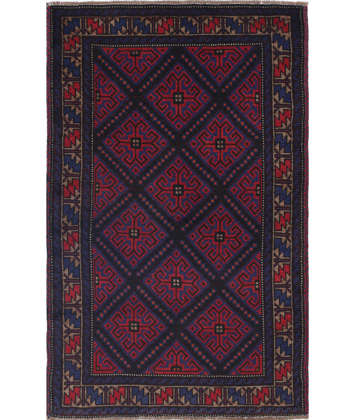 Red Afghan Tribal Rug 2' 10" x 4' 7" Hand-Knotted | No. AT64821