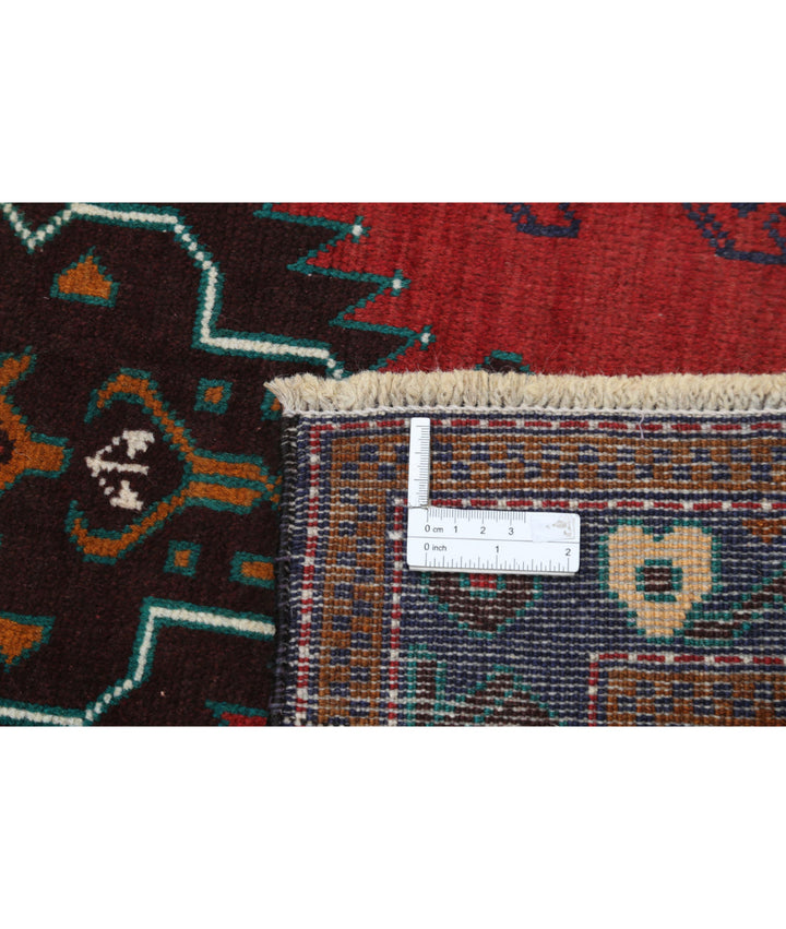 Red Afghan Tribal Rug 2' 9" x 4' 8" Hand-Knotted | No. AT61007