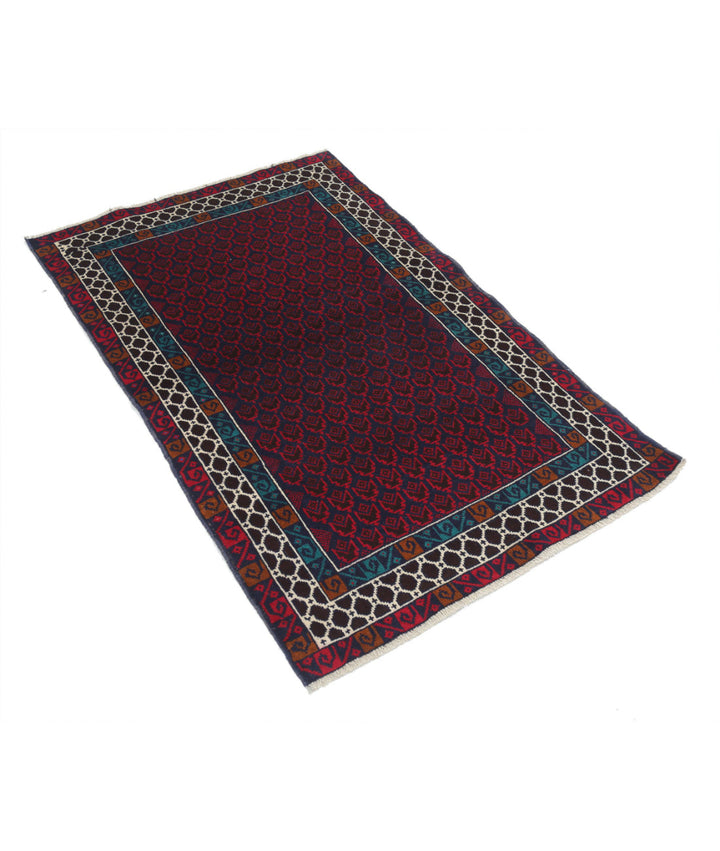 Red Afghan Tribal Rug 2' 9" x 4' 5" Hand-Knotted | No. AT62513
