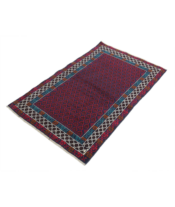 Red Afghan Tribal Rug 2' 9" x 4' 5" Hand-Knotted | No. AT62513