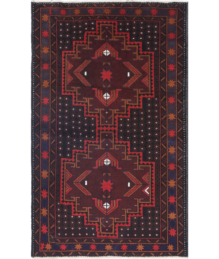 Hand Knotted Tribal Baluch Wool Rug 2' 9" x 4' 7" - No. AT16545