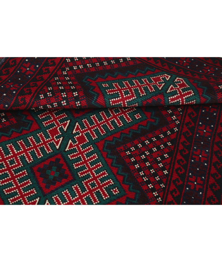 Red Afghan Tribal Rug 2' 11" x 4' 11" Hand-Knotted | No. AT64754