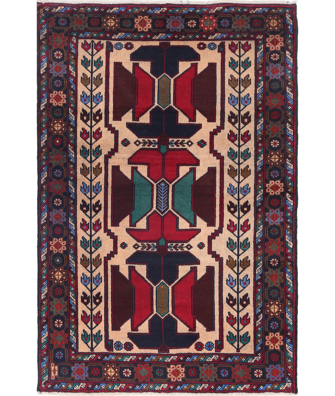 Hand Knotted Tribal Baluch Wool Rug 2' 11" x 4' 5" - No. AT28879