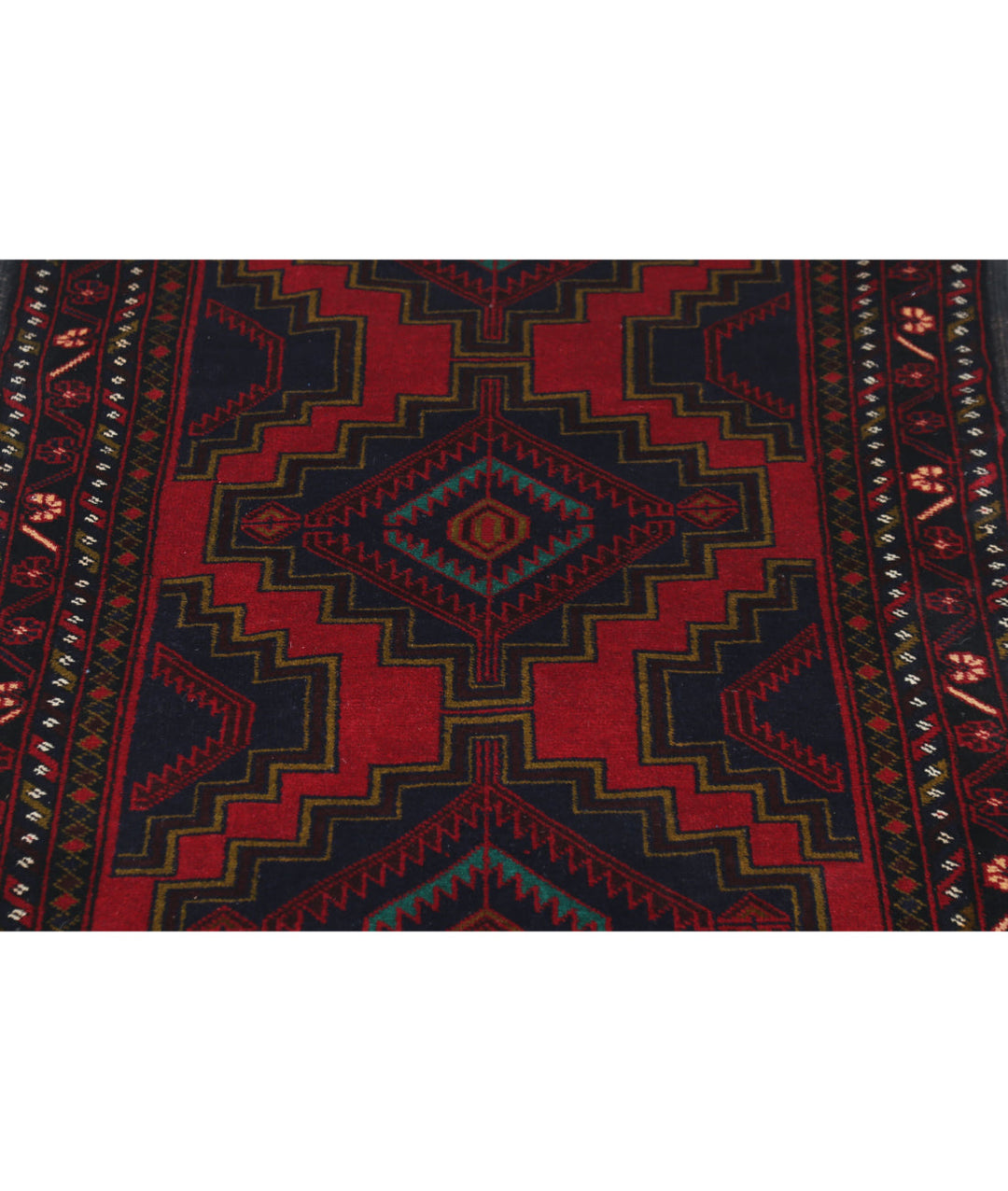 Red Afghan Baluchi Rug 2' 9" x 4' 10" Hand-Knotted | No. AT43002