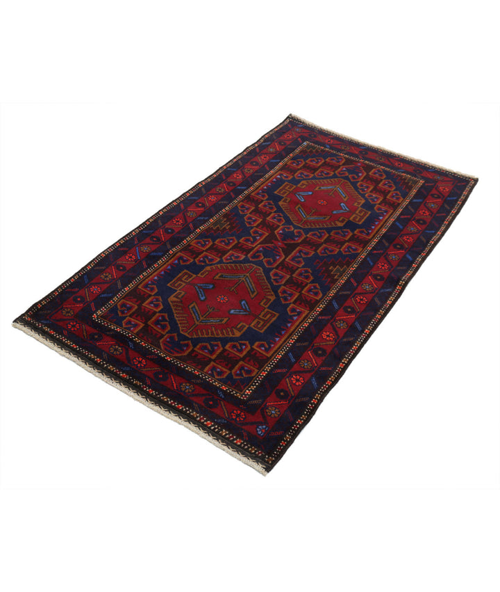 Red Afghan Tribal Rug 2' 11" x 5' 0" Hand-Knotted | No. AT65522