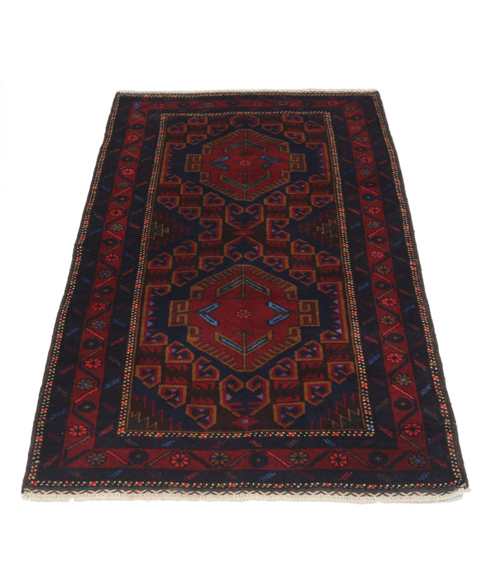 Red Afghan Tribal Rug 2' 11" x 5' 0" Hand-Knotted | No. AT65522