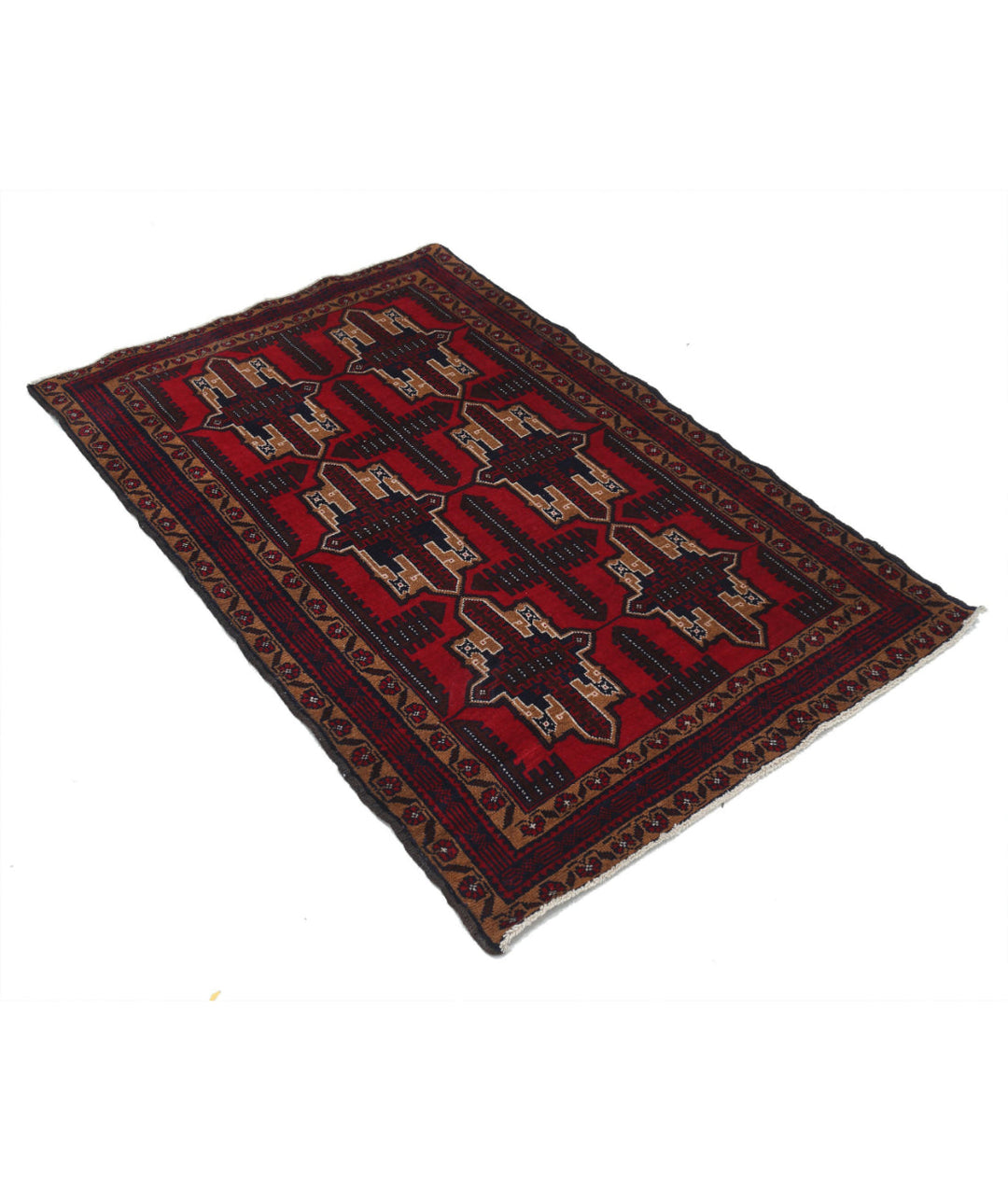 Hand Knotted Tribal Baluch Wool Rug 3' 2" x 4' 11" - No. AT42491