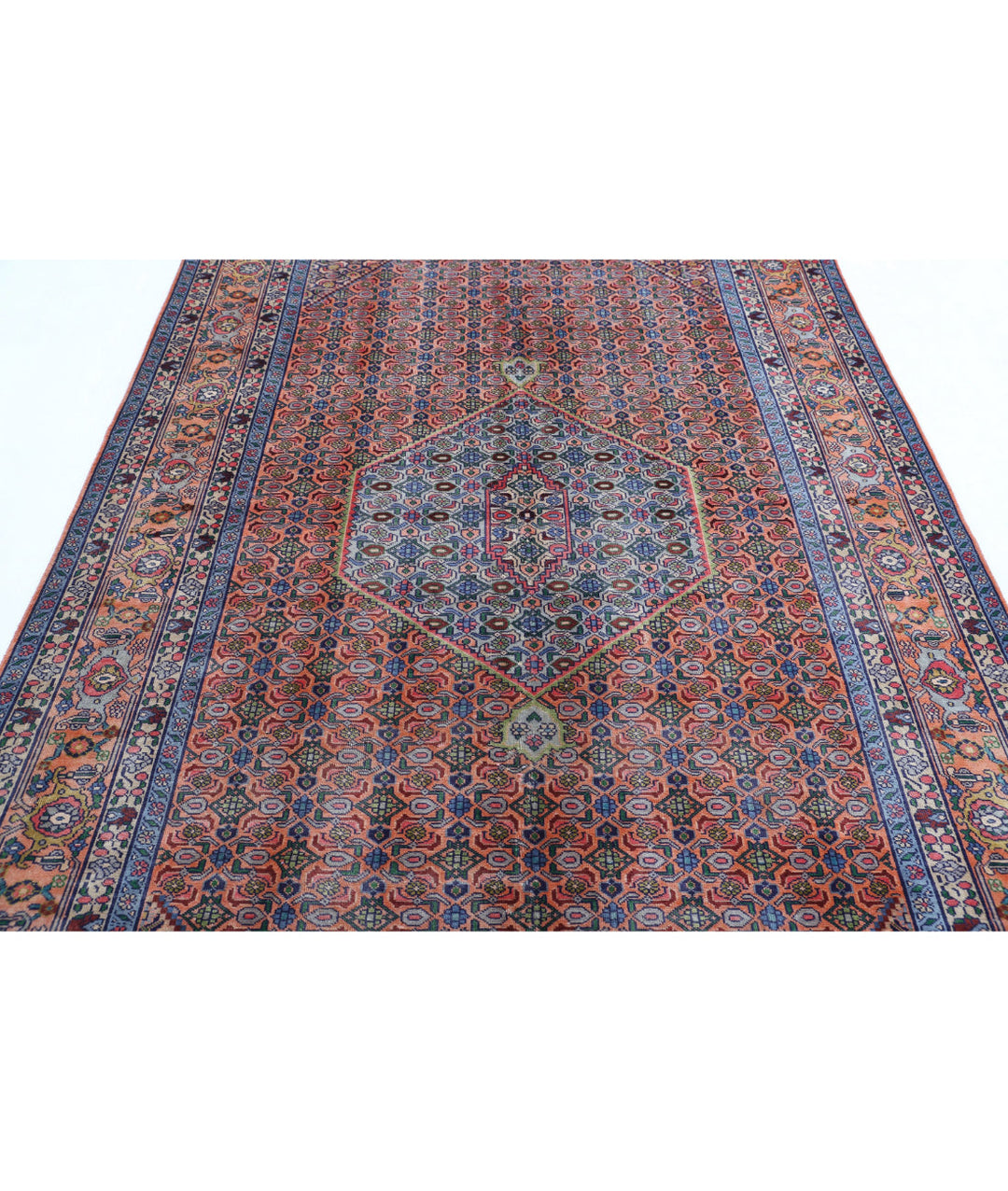 Blue Afghan Bijar Rug 6' 1" x 9' 3" Hand-Knotted | No. AT91608